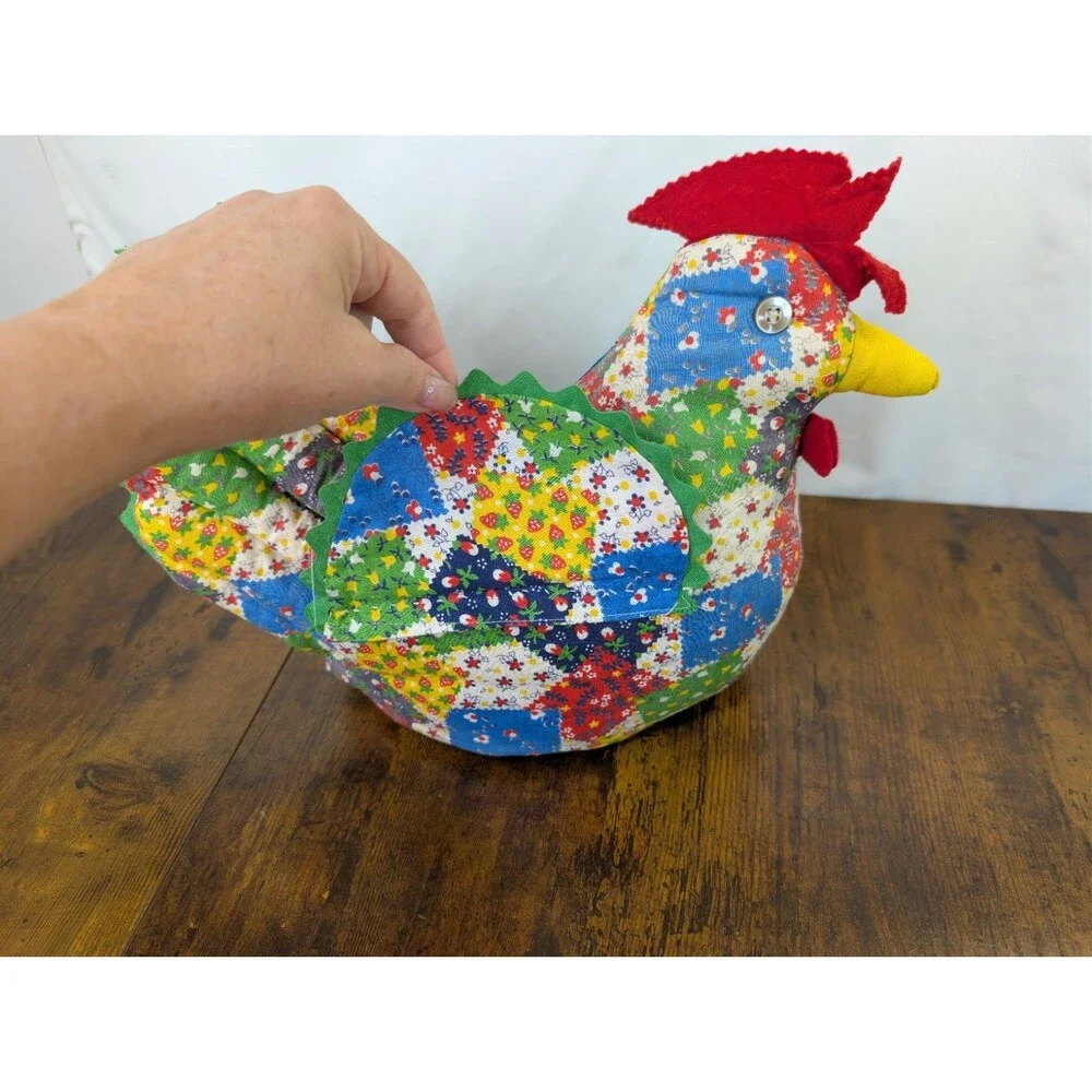 Vintage Patchwork Fabric Chicken Doorstop Draft Stopper Handmade Country Decor